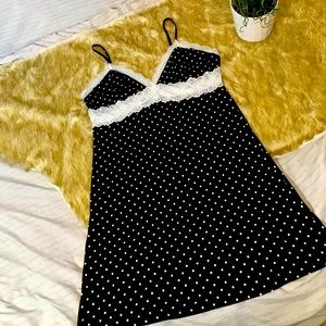 Cute black polkadot nightgown with lace
